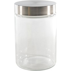 Keuken voorraadpot/bewaarpot - 1200 ml - glas - met RVS deksel - Voorraadpot