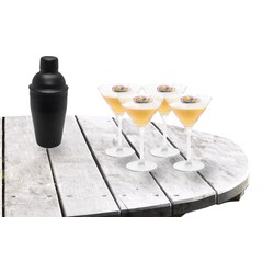 Cocktailshaker set met 4x stuks Martini cocktailglazen 260 ml - Cocktailglazen