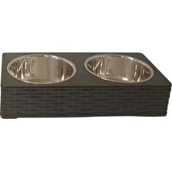 Dinnerset RVS/plastic wicker 30 cm zwart