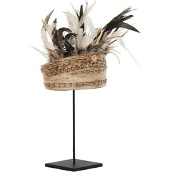 MUST Living Balinese hat with shell and feather,55x20x20 cm, on iron stand