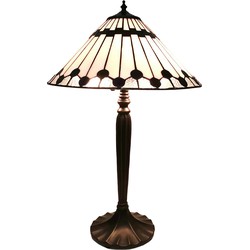 LumiLamp Tiffany Tafellamp  Ø 40x63 cm Wit Glas Kunststof Rond Tiffany Bureaulamp