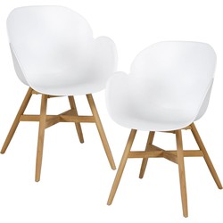 Exotan Tulip Tuin Fauteuils - Teak/Propyleen - Wit - Set van 2
