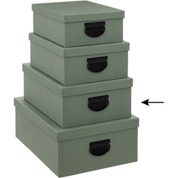 5Five Opbergdoos/box - groen - L35 x B26 x H14 cm - Stevig karton - Industrialbox - Opbergbox