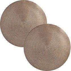 Set van 2x stuks ronde Placemats metallic goud look diameter 38 cm - Placemats