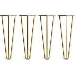 The Hairpin Leg Co. - Hairpin Legs - Salontafel - 35cm - 10mm - Salontafel Poten - 3 Staven - Goud