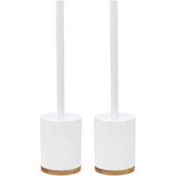 2x stuks WC-/toiletborstel met houder rond wit polyresin/steen 40 cm - Toiletborstels