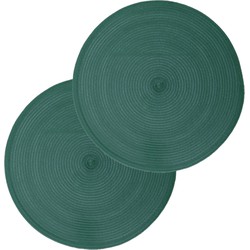 Set van 6x stuks placemats gevlochten kunststof emerald groen 38 cm - Placemats