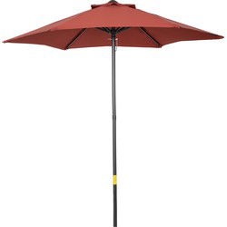 4goodz Outsunny Parasol Ø196 cm - Zeshoekige parasol voor Strand Balkon Tuin - Wijnrood