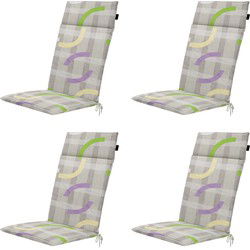Madison -  Tuinstoelkussen Hoge Rug Tess purple - Ca. 120x50 cm - Set van 4