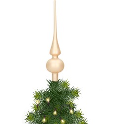 Glazen kerstboom piek/topper champagne mat 26 cm - kerstboompieken