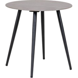 Lazio Side Table - Side table with ceramic table top, gray with black legs, Ø45 cm