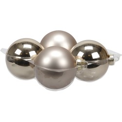 4x stuks glazen kerstballen licht champagne (autumn blonde) 10 cm mat/glans - Kerstbal