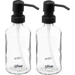 2x Stuks Zeeppompjes/zeepdispensers van glas - transparant - 250 ml - Zeeppompjes