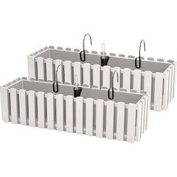 Prosperplast Plantenbak - 2x - kunststof - 58 cm - hout bruin - Plantenpotten