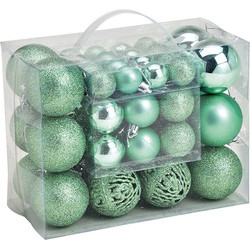 G. Wurm Kerstballen - set 50x st - mintgroen - 3,4,6 cm - kunststof - Kerstbal