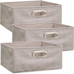 Set van 3x stuks opbergmand/kastmand 14 liter beige linnen 31 x 31 x 15 cm - Opbergmanden