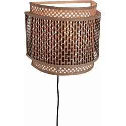 Wandlamp Bhutan - Bamboe/Zwart - 32x16x27cm