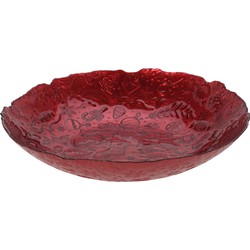 Glazen decoratie schaal/fruitschaal rood rond D40 x H7 cm - Fruitschalen