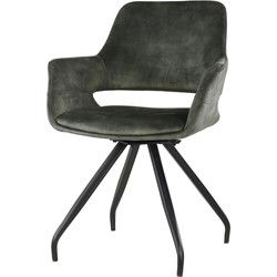 Livingfurn - Eetkamerstoel Capp Olijf - Stof - 61x61x83,5 - 2 stuks