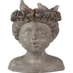 Clayre & Eef Bloempot Binnen Vrouw 26 cm Grijs Polyresin