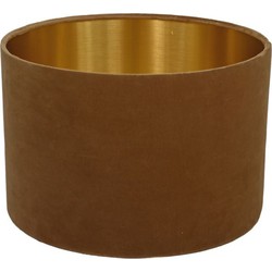 HSM Collection-Ronde Lampenkap-ø42x28-Beige/Goud-Stof