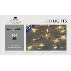Kerstlampjes/kerstlichtjes lichtsnoeren op batterijen 100 LEDS - Lichtsnoeren