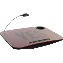 Schootkussen/laptray met LED verlichting 48 x 38 cm Yes print terracotta - Dienbladen