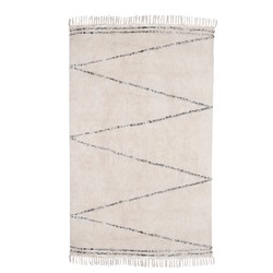 Vloerkleed 120x180 - Beige & Zwart - Katoen Polyester - Vloerkleed Kabah - Giga Meubel