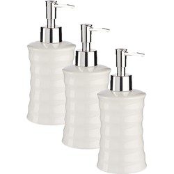 3x stuks zeeppompje/zeepdispenser parelwit keramiek 18 cm - Zeeppompjes