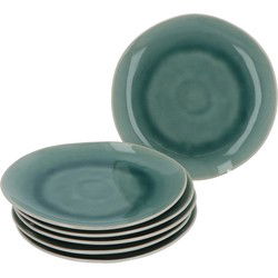 6 Ontbijtborden Aardewerk Esmee 22 cm groen  - Reactive Glazing