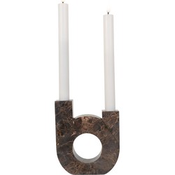 Candle Holder - Candle holder in brown marble with double holder 12x3,5x14 cm