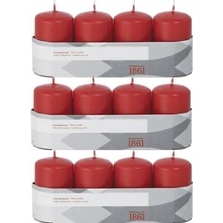 12x Kaarsen rood 5 x 8 cm 18 branduren sfeerkaarsen - Stompkaarsen