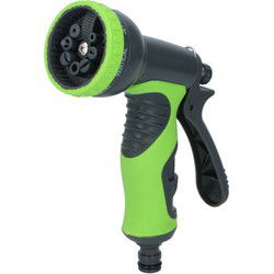 Kinzo Tuinslang water geven sproeikop - zwart/groen - 8 functies - kunststof - Broeskoppen