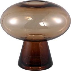 PTMD Minty Brown glass vase round on foot M