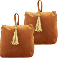 Mars & More Deurstopper - 2x - fluweel - oranje kleurig - 17 cm - Deurstoppers