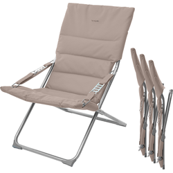 HESPERIDE HIXA Tuinstoelen - Verstelbaar - set van 4 - Opbvouwbaar - Loungestoel - buiten - Staal - Polyester - Taupe - MILOS