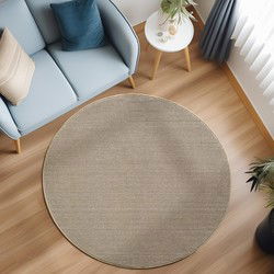 Rond Laagpolig vloerkleed - Gevlochten - Handgeweven Look - Beige - 120 cm Ø rond