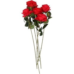 Rode roosjes kunst tak 45 cm 5 stuks - Kunstbloemen