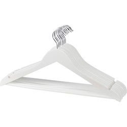 Kledinghanger - 5x - hout - wit - 45 cm - kledinghanger set - Kledinghangers