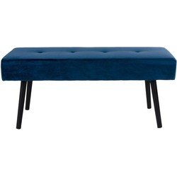 Skiby - Bench in dark blue velvet with black legs HN1215