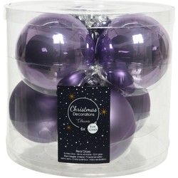 Decoris Kerstballen - 6x st - lila paars - 8 cm - glas - Kerstbal