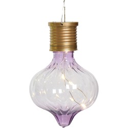 Lumineo solar hanglamp bol/lampion - Marrakech - lila paars - kunststof - D8 x H12 cm - Buitenverlichting