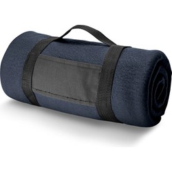 Fleece dekens/plaid met afneembaar handvat - Navy blauw - 150 x 120cm - Plaids