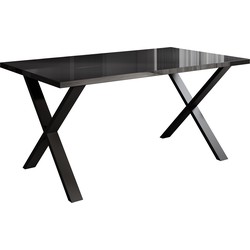 Meubella Eetkamertafel Berry - Hooglans zwart - 160 cm