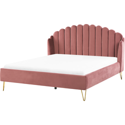 Beliani AMBILLOU - Tweepersoonsbed-Roze-Fluweel