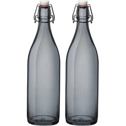 Bormioli rocco set van 2x stuks weckflessen grijs beugeldop glas van 1 liter - Weckpotten