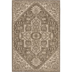 Safavieh Medallion Indoor/Outdoor Woven Area Rug, Beachhouse Collection, BHS138, in Cream & Beige, 122 X 183 cm