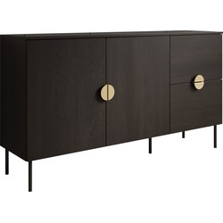 Meubella Dressoir Monor - Zwart eiken - 160 cm