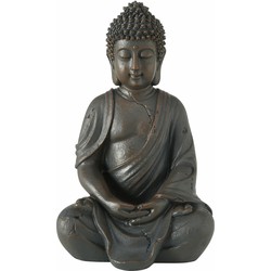 Deco by Boltze Boeddha beeld Zen - kunststeen - antiek donkergrijs - 13 x 10 x 20 cm - Beeldjes
