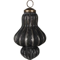 Clayre & Eef Kerstbal Zwart Grijs Glas